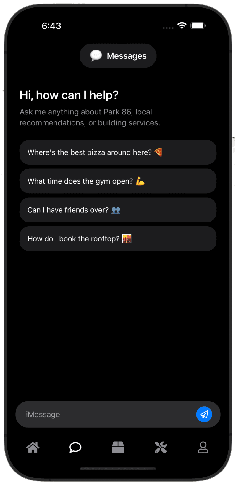 TenantLink App Interface - AI Chat